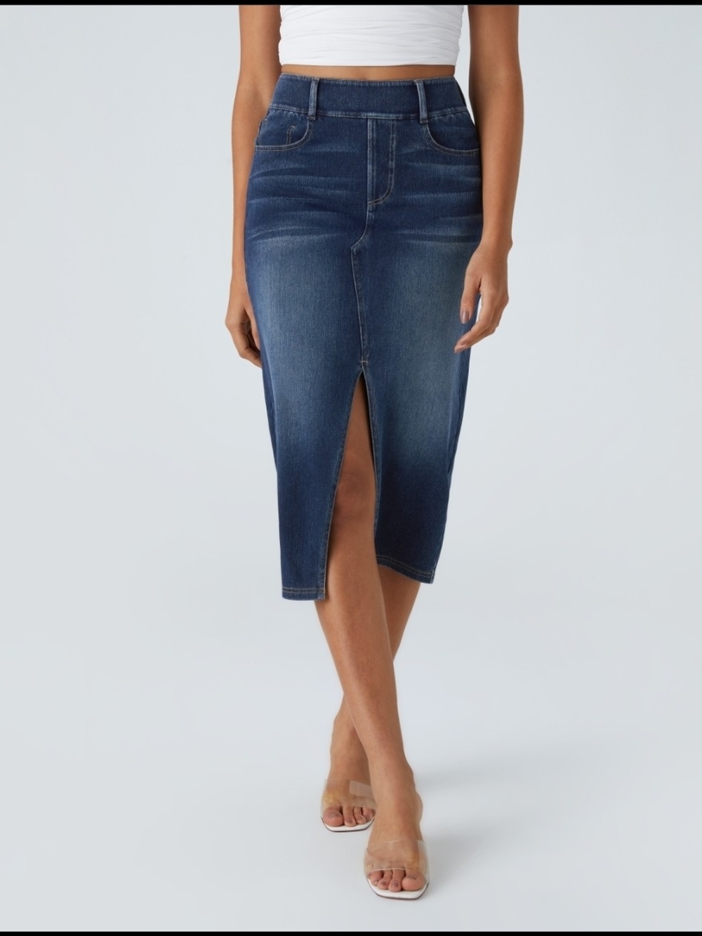 Halara Flex™ High Waisted Pockets Bodycon Washed Denim Casual